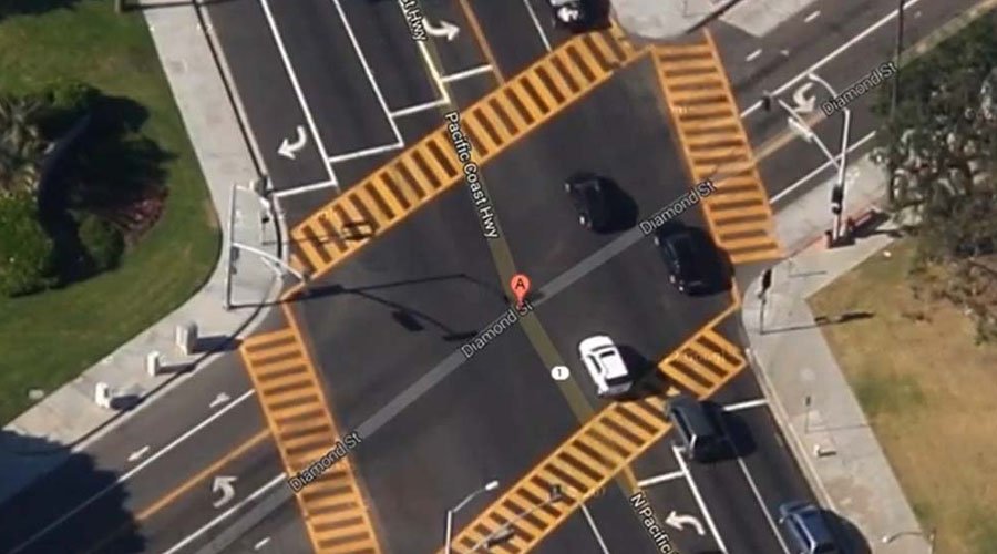 Aerial view of the roadway where Amir Ekbatani's motorcycle accident occurred