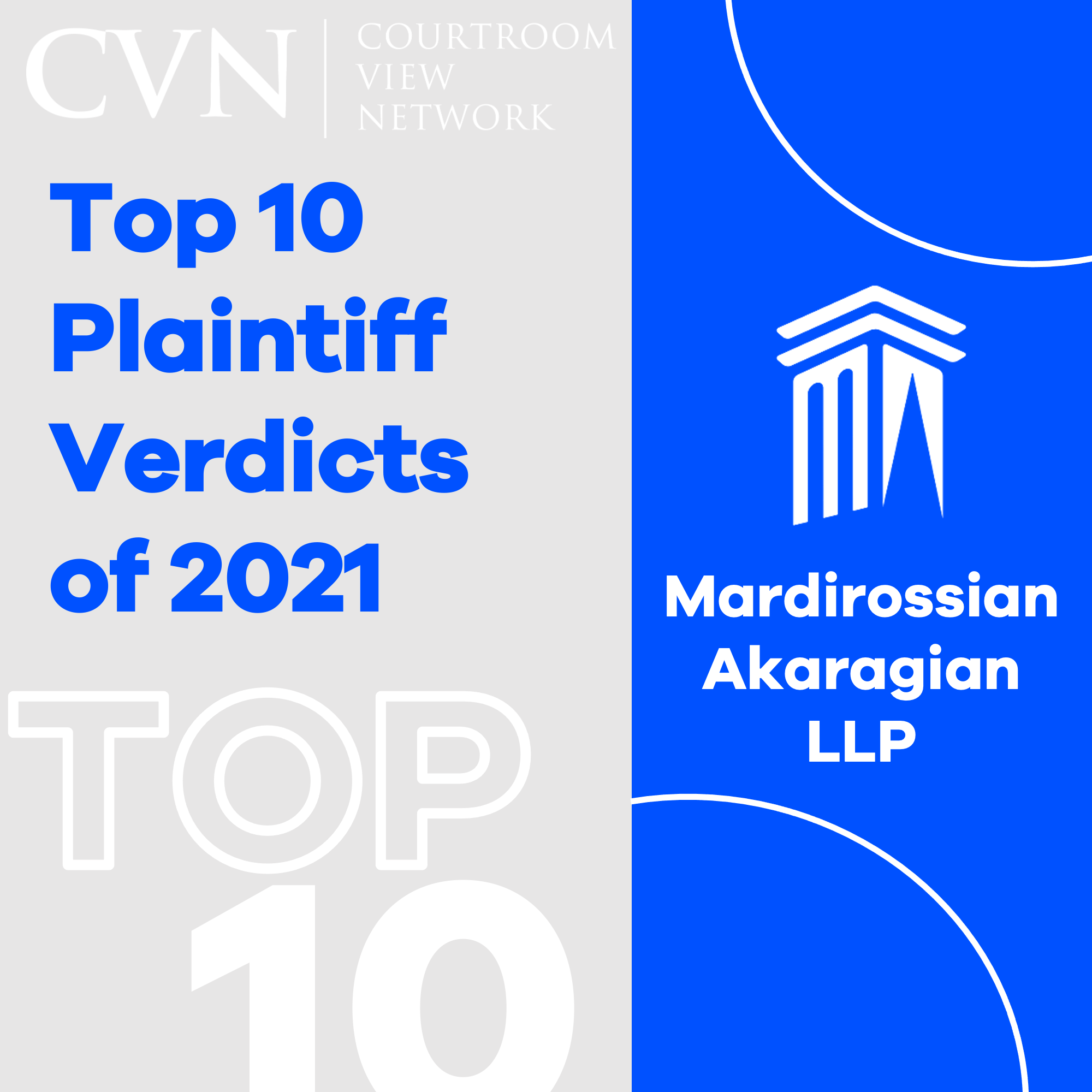 Courtroom View Network's Top 10 Most Impressive Plaintiff Verdicts Of 2021