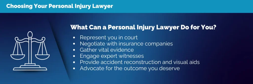 Infographic depicting the ways in which a good personal injury lawyer can assist with a case
